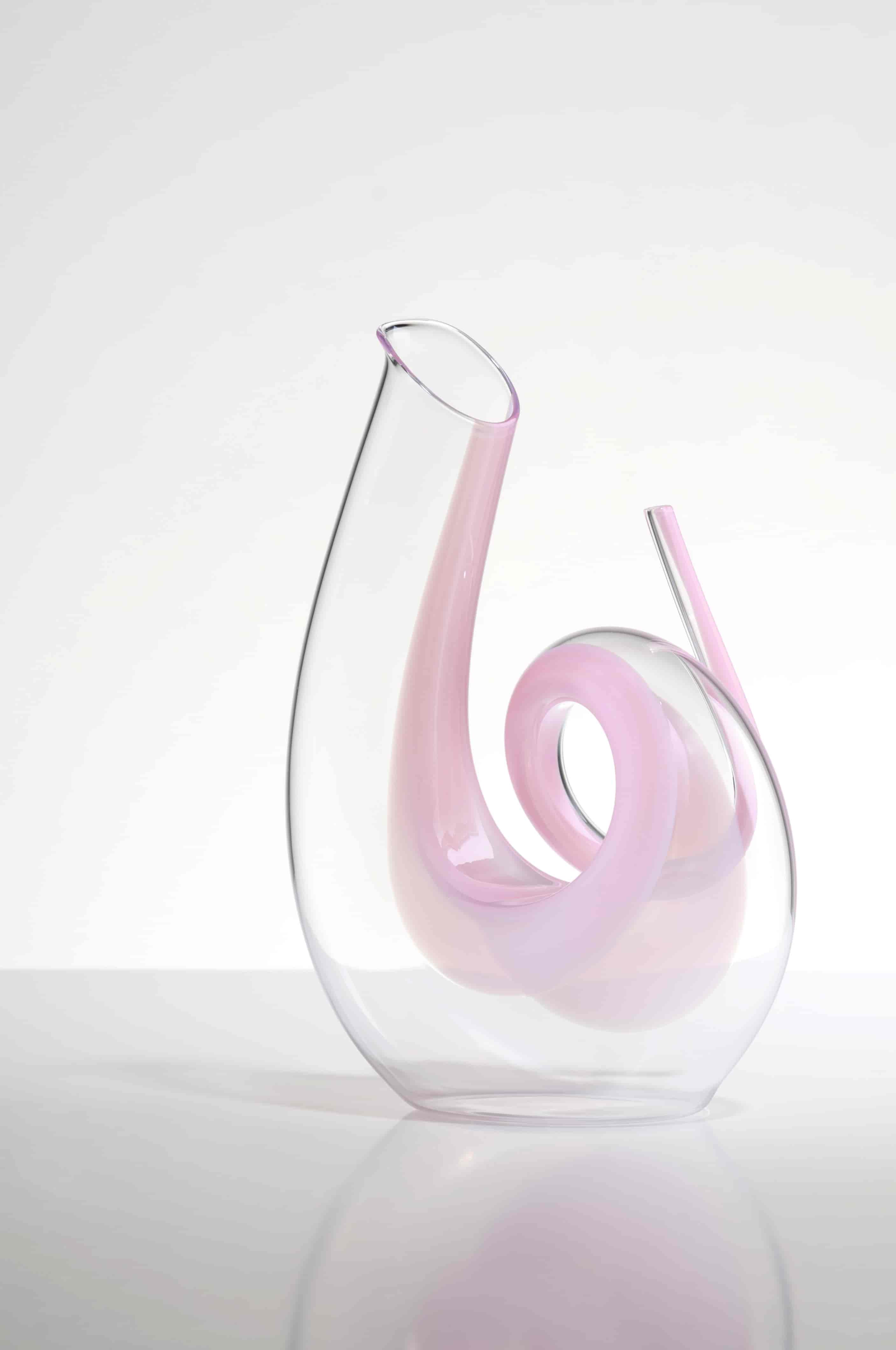 Riedel, Karaff Curly Pink, Decanter Handmade Riedel, Karaff Curly Pink, Decanter Handmade